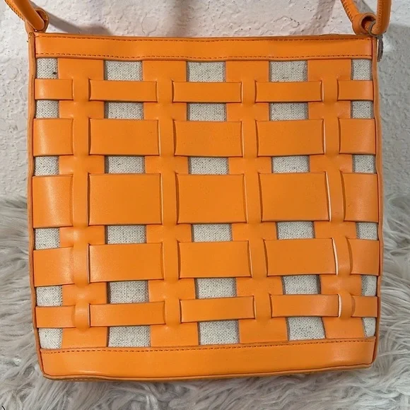 A NEW DAY Orange Basket Weave Woven Bucket Bag/Purse Shoulder Crossbody NEW - Picture 3 of 16